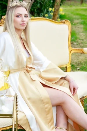 white and gold kimono